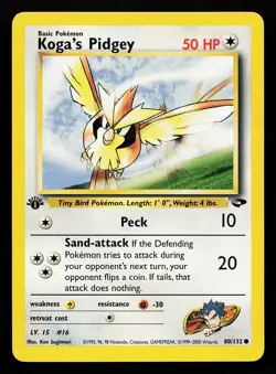 Koga's Pidgey 80/132 1st Edition Gym Challenge Pokemon Card - Image 1