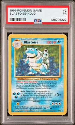 PSA 1 PR 1999 Base Set Blastoise 2/102 Holo Foil Pokemon WOTC Unlimited Rare - Image 1