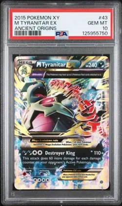 PSA 10 M TYRANITAR EX 43 XY ANCIENT ORIGIN MEGA POKEMON GEM MINT - Image 1