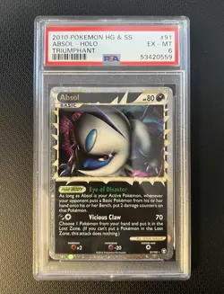 2010 Pokemon HeartGold Soulsilver Triumphant Absol Prime Holo #91 PSA 6 EX-MT - Image 1