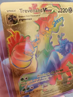 Trevenant Vmax Rainbow Gold Foil Fan Art Vinyl Textured Collector Pokemon Card - Image 3