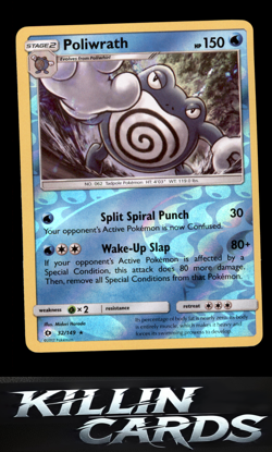 Reverse Holofoil Poliwrath 32/149 Pokemon Holo Rare SM Base Set Card NM - Image 1