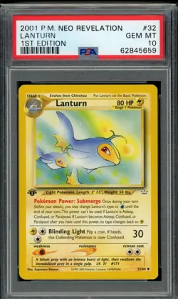 PSA 10 Lanturn 32/64 Neo Revelation 1st Edition 2001 Pokemon - Image 1