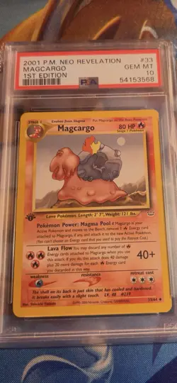 2001 Pokemon Neo Revelation 1st Edition Magcargo 33/64 PSA 10 - Image 1
