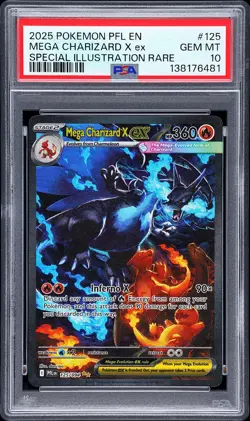 2025 POKEMON PFL EN-PHANTASMAL FLAMES #125 MEGA CHARIZARD X EX PSA 10 - Image 1