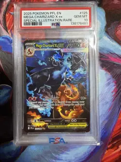 2025 POKEMON PFL EN-PHANTASMAL FLAMES #125 MEGA CHARIZARD X EX PSA 10 - Image 3