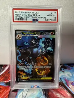 2025 POKEMON PFL EN-PHANTASMAL FLAMES #125 MEGA CHARIZARD X EX PSA 10 - Image 5