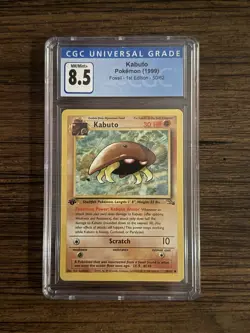 CGC 8.5 Near Mint + Kabuto Fossil 1st Edition Pokemon 50/62 - Image 1