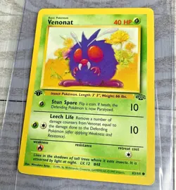 1st Edition Venonat 63/64 Jungle Common Pokemon Card WOTC EX - Image 1