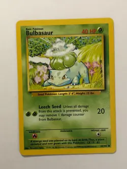 Pokemon Card Base Set Unlimited Bulbasaur 44/102 Light Played - Image 1