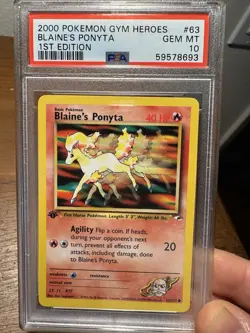 2000 Pokemon Blaine's Ponyta #63 Gym Heroes 1st Edition Regular Card PSA 10 💎 - Image 1