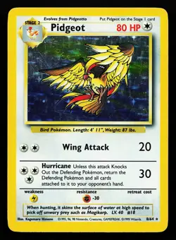Pidgeot 8/64 Holo Rare NO SYMBOL Error Jungle Pokemon Card - Image 1