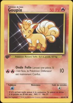 1999 Pokemon FRENCH 1st Edition Base Set Goupix-Vulpix 68/102 NM - Image 1