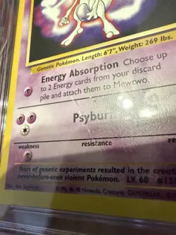 MEWTWO 1999 POKEMON THE FIRST MOVIE BLACK STAR PROMOS B #3 CGC 9 *slab Scuffs* - Image 3