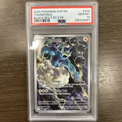 2025 POKEMON SVP BLACK BOLT POKEMON CENTER ETB PROMO #209 THUNDURUS PSA 10 - Image 1