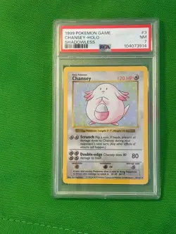 1999 Pokemon Base Set Chansey Holo (#3) - Shadowless, PSA 7 NM - Image 1