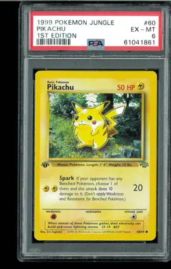 PSA 6 Pikachu - 60/64 - Jungle - 1st Edition Graded Pokemon - Image 1