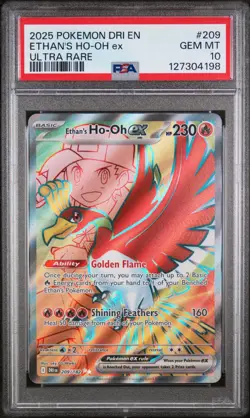 PSA 10 GEM Mint Ethan's Ho-Oh ex 209/182 Ultra Rare - Pokemon DRI SV10 - Image 1