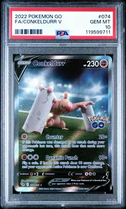 2022 Pokemon Go Conkeldurr v #074 Full Art Alt Sword & Shield PSA 10 Gem Mint - Image 1