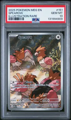 2025 POKEMON MEG EN-MEGA EVOLUTION ILLUSTRATION RARE #151 SPEAROW PSA 10 - Image 1