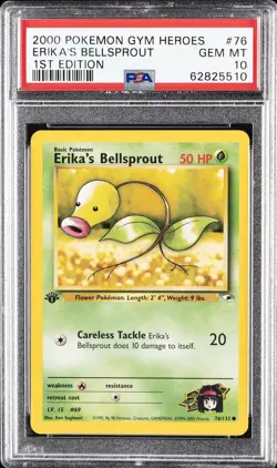 2000 POKEMON GYM HEROES 1ST ED #76 ERIKA'S BELLSPROUT PSA 10 - Image 1