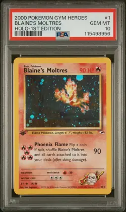 2000 POKEMON GYM HEROES HOLO-1ST ED #1 BLAINE'S MOLTRES PSA 10 - Image 1
