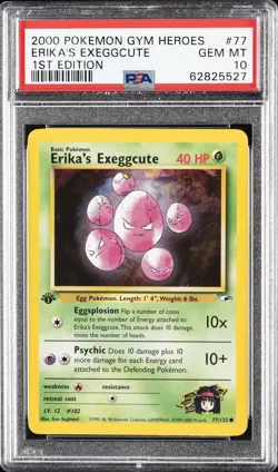 2000 POKEMON GYM HEROES 1ST ED #77 ERIKA'S EXEGGCUTE PSA 10 - Image 1