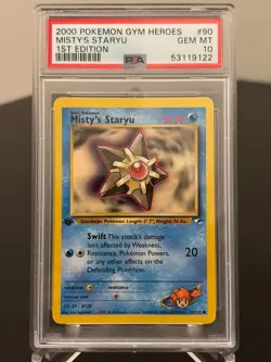 Misty's Staryu 1st Edition Gym Heroes 2000 Pokemon #90 PSA 10 - Image 1
