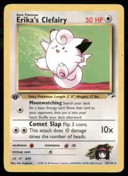 2000 1st Edition Gym Heroes Pokemon Erika’s Clefairy Basic/Rare #25 - Image 1