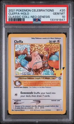 PSA 10 GEM MINT 2021 POKEMON CELEBRATIONS CLASSIC COLL #20 CLEFFA-HOLO ?????? - Image 1