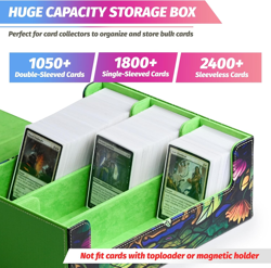 Card Storage Box for MTG, Trading Card Deck Box Holds 1800+ with 6 Dividers, Lea - Image 3