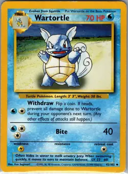Wartortle 42/102 Non Holo Base Set - Pokemon Card - LP - Image 1