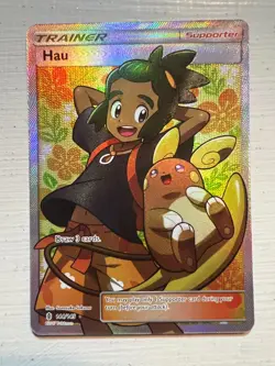 Hau Ultra Rare Full Art NM-M 144/145 Sun & Moon Guardians Rising Pokemon Card - Image 1