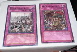 Royal Oppression Lod Yugioh Rare And Royal Surrender Rare 2 Card Lot - Image 1