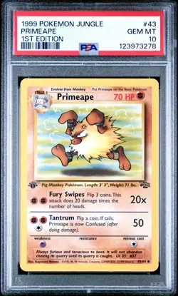 1999 POKEMON JUNGLE 1ST ED #43 PRIMEAPE PSA 10 - Image 1
