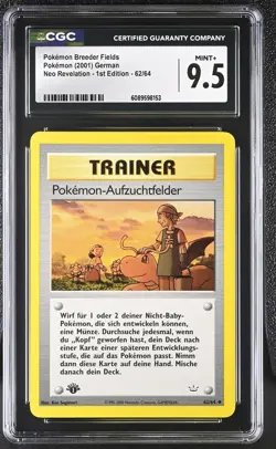 CGC 9.5 Pokemon Breeder Fields Neo Revelation 1st Edition 62/64 GERMAN Pokemon - Image 1