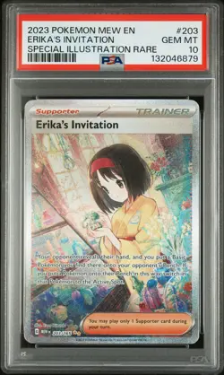 2023 POKEMON MEW EN-151 SPECIAL ILLUSTRATION RARE #203 ERIKA'S INVITATION PSA 10 - Image 1