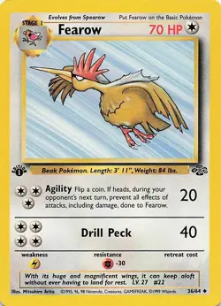 Pokemon Fearow 36/64 Jungle 1st Edition Uncommon LP - Image 1