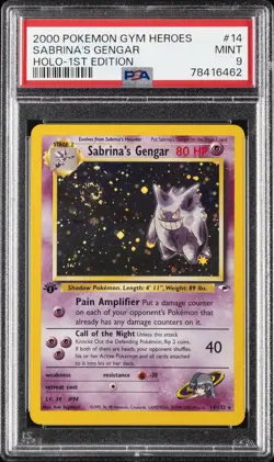 2000 POKEMON GYM HEROES HOLO-1ST ED #14 SABRINA'S GENGAR PSA 9 - Image 1