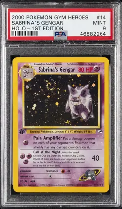 2000 POKEMON GYM HEROES HOLO-1ST ED #14 SABRINA'S GENGAR PSA 9 - Image 1