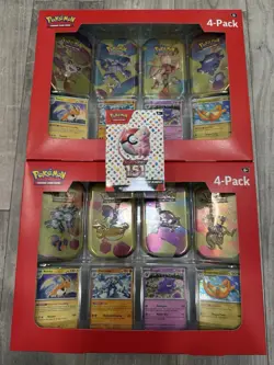 Pokemon TCG Scarlet & Violet 151 Mini Tin 4-Pack Lot 2 Sam’s Club Booster Bundle - Image 1