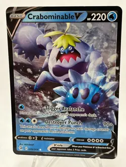 Crabominable V 076/264 Ultra Rare Holl Fusion Strike Pokemon Card NM - Image 1