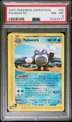 Pokemon Card Poliwrath 60/165 Rare Expedition PSA 8 NM-MT - Image 1