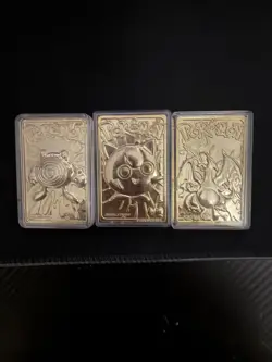 Jigglypuff & Charizard-1999 Pokemon Gold Plated Burger King Trading Cards- NICE! - Image 1