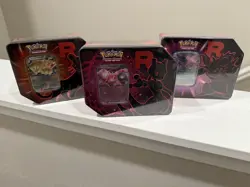 Pokemon TCG Destined Rivals Team Rocket Tin Set of 3 New/Sealed - Image 1