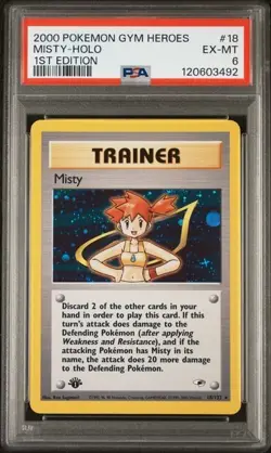 2000 Pokemon Gym Heroes Holo 1st Edition #18 Misty PSA 6 EX-MT - Image 1