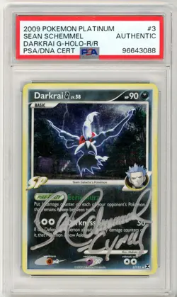 PSA Signed Sean Schemmel Pokemon TCG Darkrai G 3/111 Rising Rivals Holo Rare - Image 1