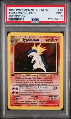 2000 POKEMON NEO GENESIS 1ST EDITION #18 TYPHLOSION-HOLO PSA 9 - Image 1