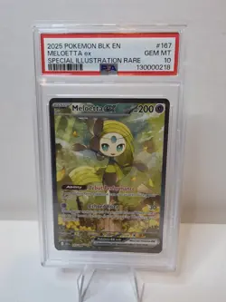 2025 POKEMON BLK EN-BLACK BOLT SPECIAL ILLUSTRATION RARE #167 MELOETTA EX PSA 10 - Image 1