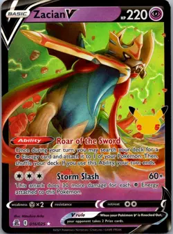 Pokemon TCG Zacian V 16/25 Celebrations LP - Image 1